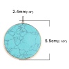 Изображение (Сорт A) Бирюза ( Природный ) Подвески Позолоченный Синий Круглые Трещина 5.5см x 5.1см , 5 ШТ