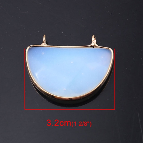 Picture of (Grade A) Opal ( Synthetic ) Pendants White Half Round 3.2cm x 2.6cm, 1 Piece