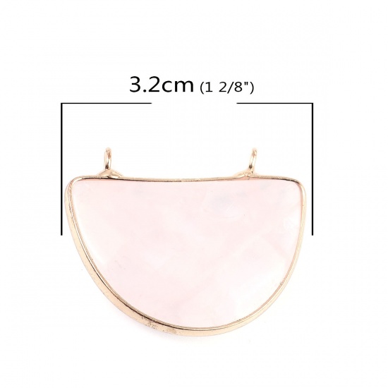 Picture of (Grade A) Crystal ( Natural ) Pendants Light Pink Half Round 3.2cm x 2.6cm, 1 Piece