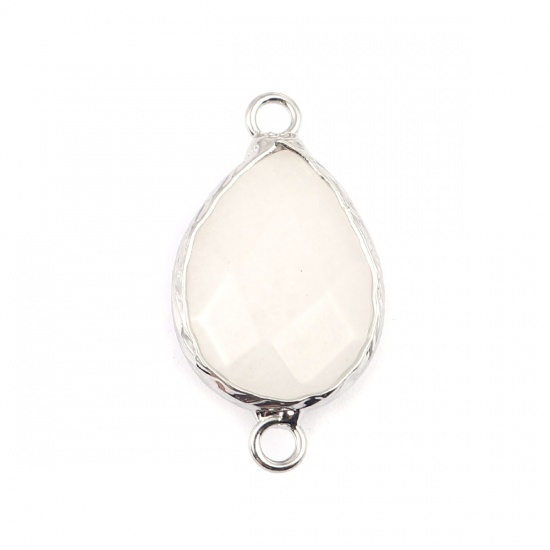 Picture of (Grade A) Stone ( Natural ) Connectors Drop White Faceted 27mm x 14mm, 1 Piece