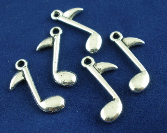 Image de Pendentifs en Alliage de Zinc Note Musicale Argent Vieilli 23x10mm, 50 PCs