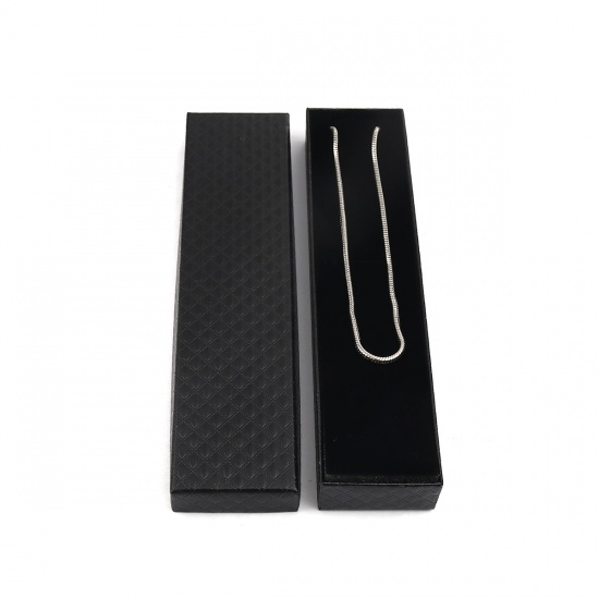 Picture of Paper Jewelry Gift Boxes Rectangle Black 20.5cm x 5cm , 2 PCs