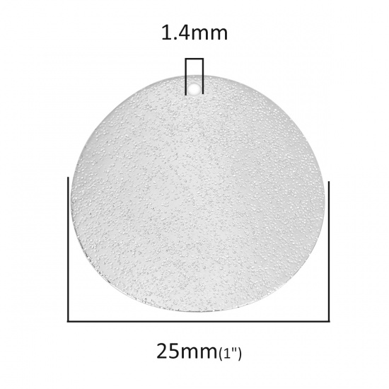 Bild von Messing Charms Rund Silberfarbe Matt 25mm D., 10 Stück                                                                                                                                                                                                        