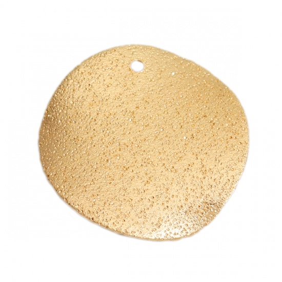 Picture of Brass Charms Gold Plated Round Disc Frosted 25mm Dia., 10 PCs