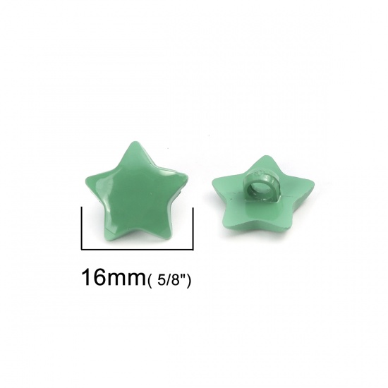 Picture of Acrylic Sewing Shank Buttons Pentagram Star Green 16mm x 16mm, 50 PCs