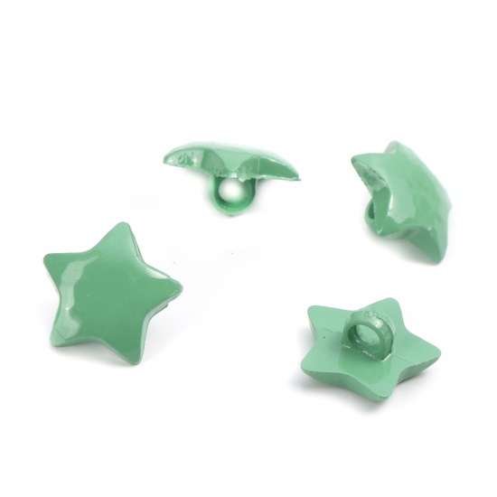 Immagine di Acrilato Gambo Bottone Stella a Cinque Punte Verde 16mm x 16mm, 50 Pz