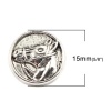 Immagine di Lega di Zinco Gambo Bottone Tondo Argento Antico Cavallo Disegno 15mm Dia, 50 Pz