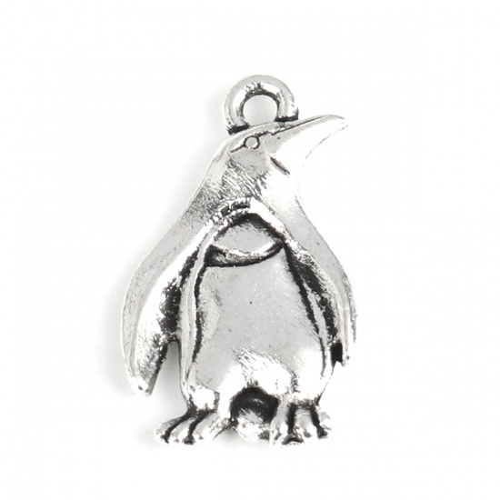 Immagine di Lega di Zinco Charms Pinguino Argento Antico 20mm x 12mm , 30 Pz