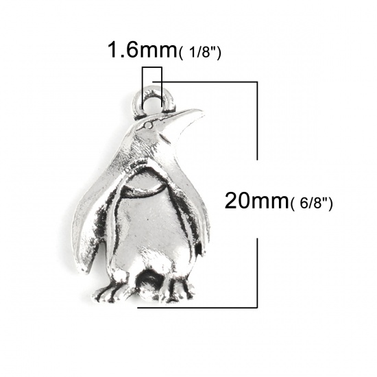 Picture of Zinc Based Alloy Charms Penguin Animal Antique Silver 20mm x 12mm, 30 PCs