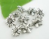 Picture of Zinc Based Alloy Metal Sewing Shank Buttons Flower Antique Silver 2 Holes 14mm( 4/8") x 14mm( 4/8"), 40 PCs