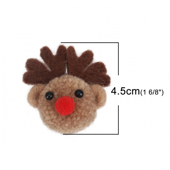 Picture of Wool For DIY & Craft Multicolor Christmas Reindeer 4.5cm x 4.5cm, 2 PCs