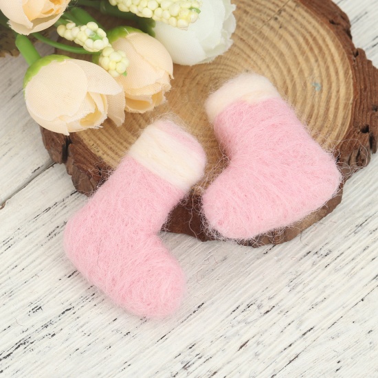 Picture of Wool Christmas For DIY & Craft Pink Sock 4cm x 3.3cm, 2 PCs