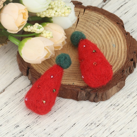 Picture of Wool For DIY & Craft Red Christmas Tree 4.5cm x 2.1cm, 2 PCs