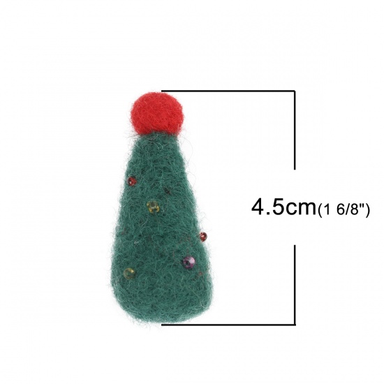 Picture of Wool For DIY & Craft Dark Green Christmas Tree 4.5cm x 2.1cm, 2 PCs