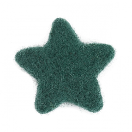 Picture of Wool For DIY & Craft Dark Green Pentagram Star 4cm x 3.7cm, 2 PCs