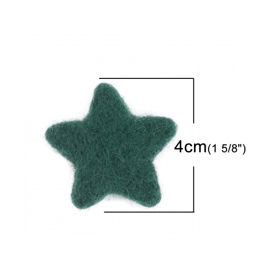 Picture of Wool For DIY & Craft Dark Green Pentagram Star 4cm x 3.7cm, 2 PCs