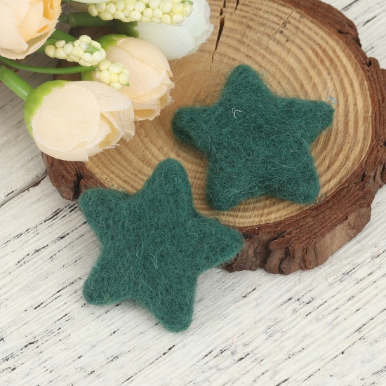 Picture of Wool For DIY & Craft Dark Green Pentagram Star 4cm x 3.7cm, 2 PCs