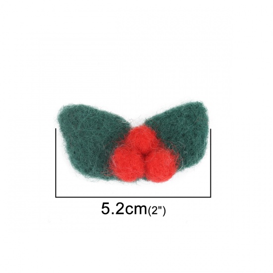Picture of Wool For DIY & Craft Dark Green Flower Leaves 5.2cm x 2.2cm, 2 PCs