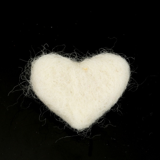 Picture of Wool For DIY & Craft Creamy-White Heart 3.5cm x 2.7cm, 2 PCs
