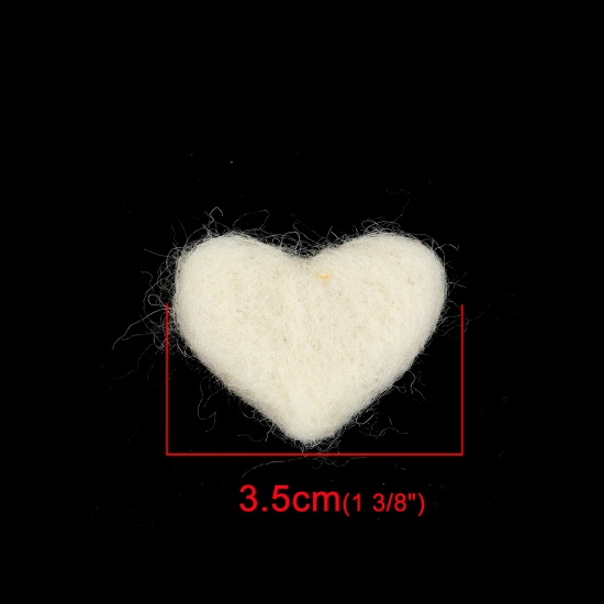 Picture of Wool For DIY & Craft Creamy-White Heart 3.5cm x 2.7cm, 2 PCs