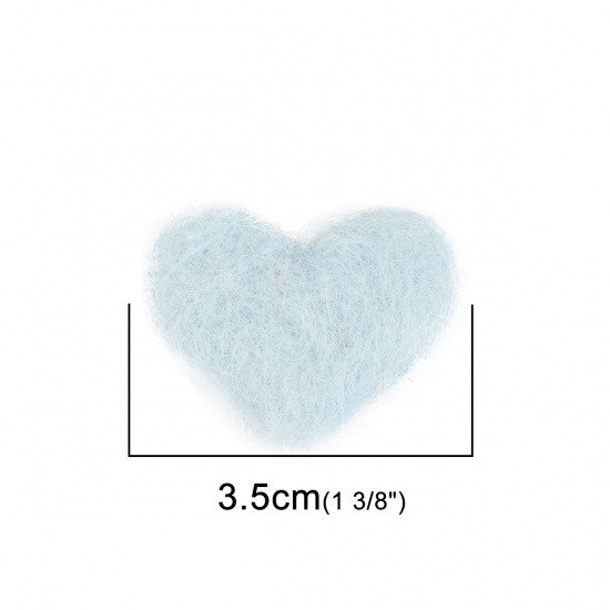 Picture of Wool For DIY & Craft Light Blue Heart 3.5cm x 2.7cm, 2 PCs