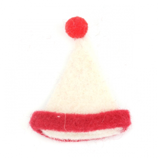 Immagine di Lana Fai Da Te Bianco Sporco Cappelli di Natale 5.5cm x 4.4cm, 5 Pz