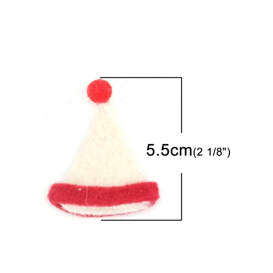 Immagine di Lana Fai Da Te Bianco Sporco Cappelli di Natale 5.5cm x 4.4cm, 5 Pz