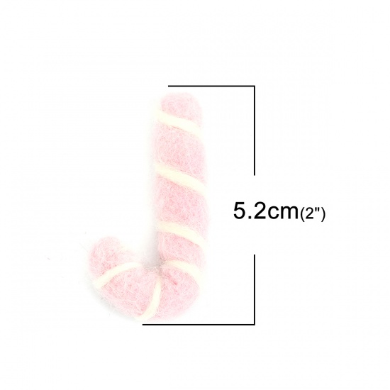 Picture of Wool For DIY & Craft Pink Christmas Candy Cane 5.2cm x 2.7cm, 2 PCs