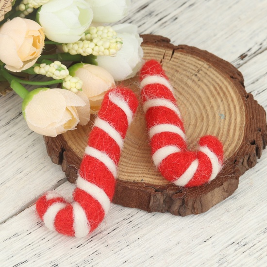 Immagine di Lana Fai Da Te Rosso Gruccia di Zucchero di Natale 5.2cm x 2.7cm, 2 Pz