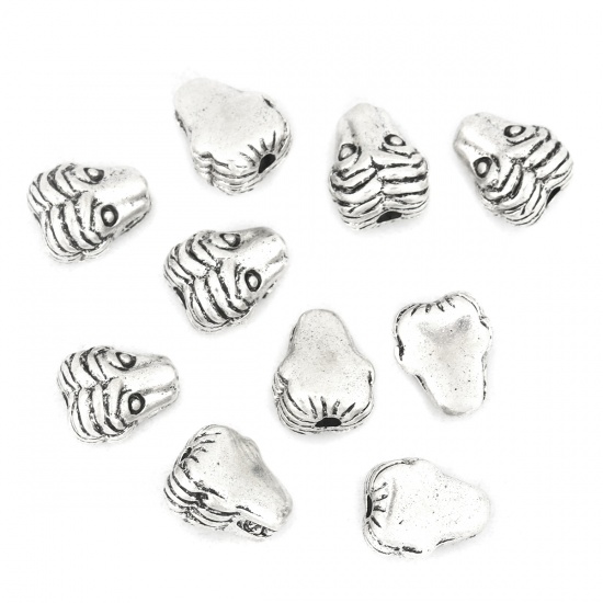 Picture of Zinc Based Alloy Spacer Beads Lion Animal Antique Silver About 11mm x 9mm, Hole: Approx 2.1mm, 10 PCs