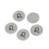 Picture of Stainless Steel Charms Round Silver Tone Leo Sign Of Zodiac Constellations 20mm Dia., 5 PCs