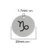 Picture of Stainless Steel Charms Round Silver Tone Capricornus Sign Of Zodiac Constellations 20mm Dia., 5 PCs