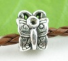 Picture of Zinc Metal Alloy European Large Hole Charm Beads Butterfly Antique Silver About 12mm x 10mm, Hole: Approx 4.5mm, 20 PCs