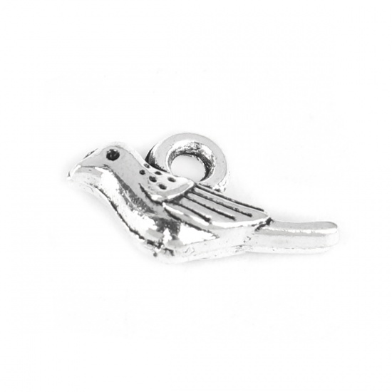 Picture of Zinc Based Alloy Charms Bird Animal Antique Silver 13mm x 7mm, 50 PCs