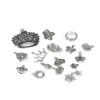 Picture of Zinc Based Alloy Pendants Crown Antique Silver Mixed 4cm x 4cm - 1cm x 1cm, 1 Set ( 17 PCs/Set)