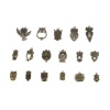 Bild von Zinklegierung Anhänger Eule Bronzefarbe Mit verschiedenen Muster 4cm x 3cm - 2cm x 1cm, 1 Set ( 17 Stück/Set)