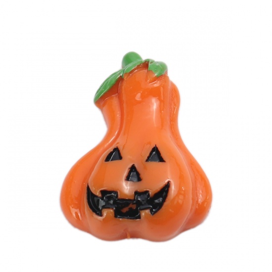 Picture of Resin Halloween Dome Seals Cabochon Pumpkin Orange 29mm x 21mm, 10 PCs