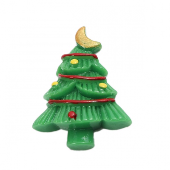 樹脂 カボション クリスマスツリー 多色 32mm x 24mm、 10 個 の画像