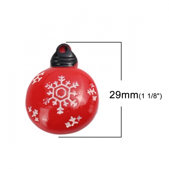 Picture of Resin Dome Seals Cabochon Bulb Multicolor Christmas Snowflake Pattern 29mm x 22mm, 10 PCs