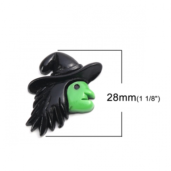 Picture of Resin Dome Seals Cabochon Multicolor Halloween Witch Pattern 28mm x 25mm, 10 PCs