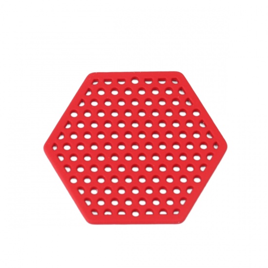 Image de Connecteurs à Lustre en Alliage de Zinc Hexagone Rouge 28mm x 25mm, 10 Pcs