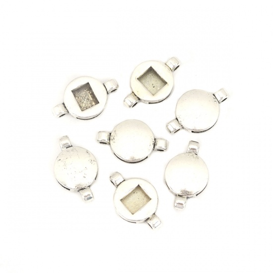 Picture of Zinc Based Alloy Slide Beads Round Antique Silver About 29mm x 18mm, Hole:Approx 13mm x 2.4mm 20 PCs