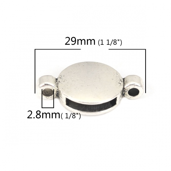Immagine di Lega di Zinco Perline Addetti Cinturini per Orologi Tondo Argento Antico Circa 29mm x 18mm, Foro: Circa 13mm x 2.4mm, 20 Pz