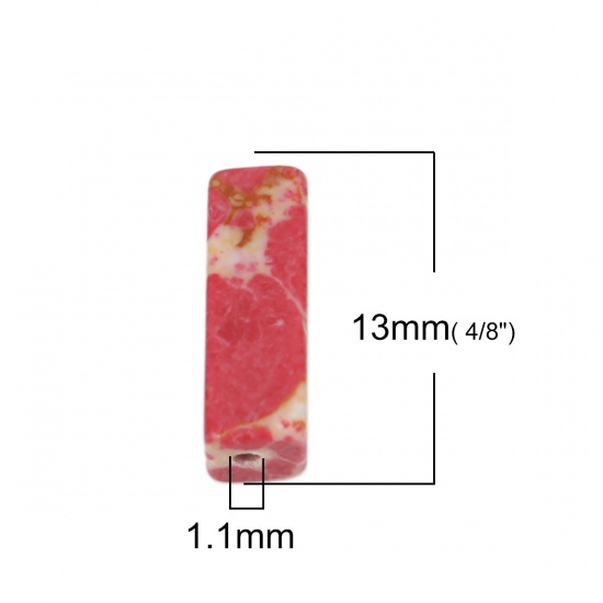 Picture of Stone ( Natural ) Beads Watermelon Red Rectangle Crack About 13mm x 4mm, Hole: Approx 1.1mm, 10 PCs