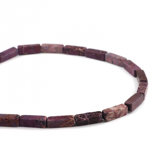 Picture of Stone ( Natural ) Beads Purple Rectangle Crack About 13mm x 4mm, Hole: Approx 1.1mm, 10 PCs