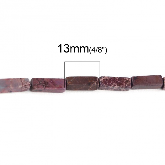 Picture of Stone ( Natural ) Beads Purple Rectangle Crack About 13mm x 4mm, Hole: Approx 1.1mm, 10 PCs
