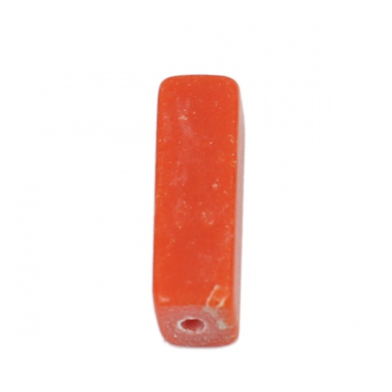 Picture of Stone ( Natural ) Beads Orange-red Rectangle Crack About 13mm x 4mm, Hole: Approx 1.1mm, 10 PCs
