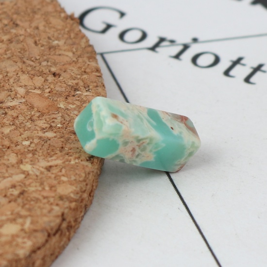 Picture of Stone ( Natural ) Beads Green Blue Rectangle Crack About 13mm x 4mm, Hole: Approx 1.1mm, 10 PCs