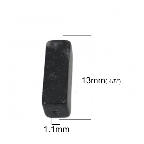 Picture of (Grade A) Agate ( Natural ) Beads Rectangle Black About 13mm x 4mm, Hole: Approx 1.1mm, 10 PCs