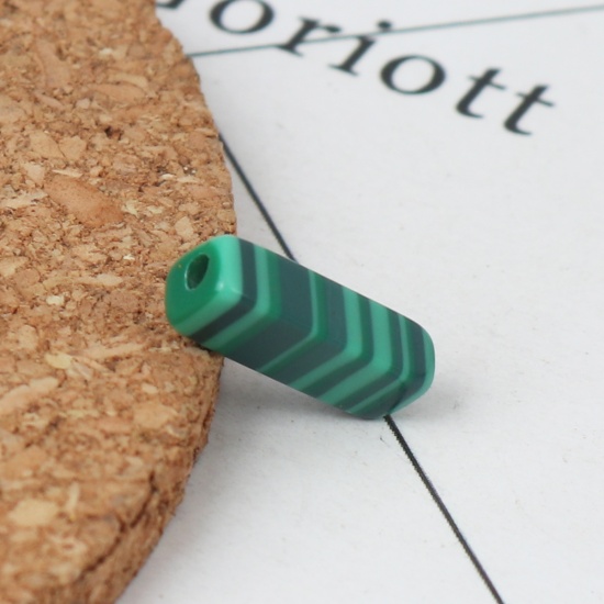 Picture of Malachite ( Natural ) Beads Rectangle Green About 13mm x 5mm, Hole: Approx 1.4mm, 10 PCs